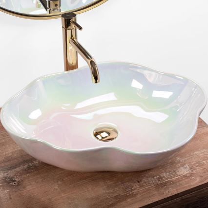 REA-U3309 - PEARL tason päälle asennettava pesuallas 38x50,5 cm, keramiikka/monivärinen