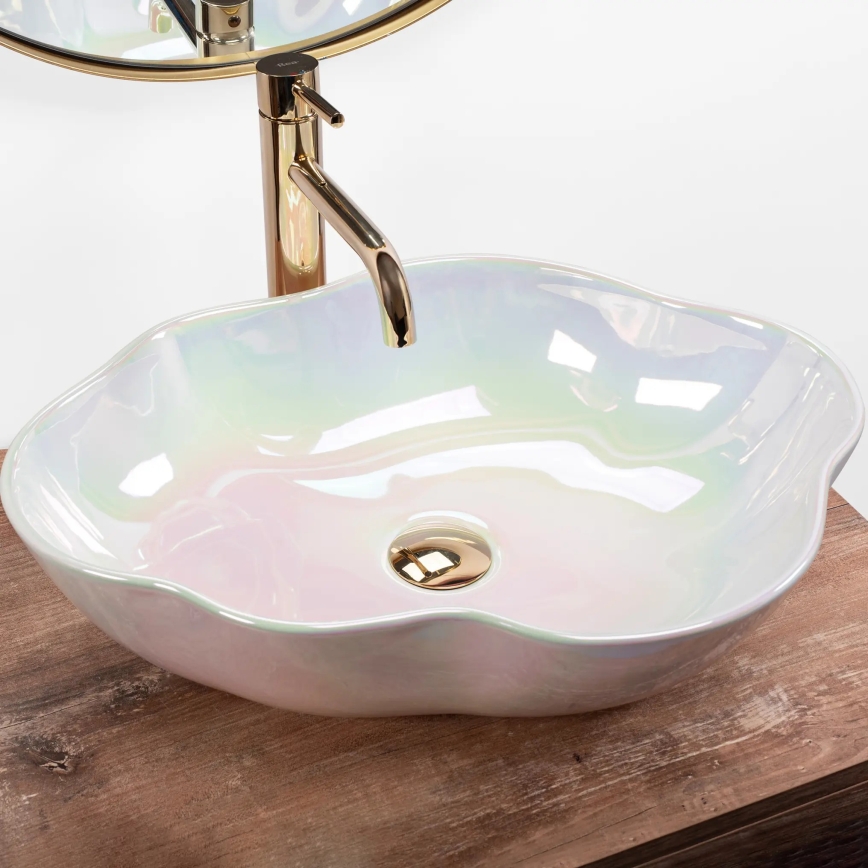 REA-U3309 - PEARL tason päälle asennettava pesuallas 38x50,5 cm, keramiikka/monivärinen