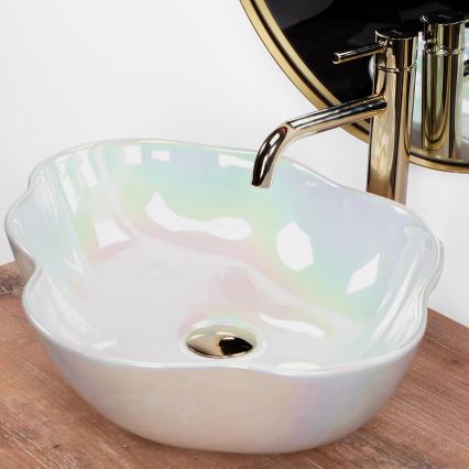 REA-U3309 - PEARL tason päälle asennettava pesuallas 38x50,5 cm, keramiikka/monivärinen