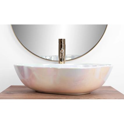 REA-U3309 - PEARL tason päälle asennettava pesuallas 38x50,5 cm, keramiikka/monivärinen