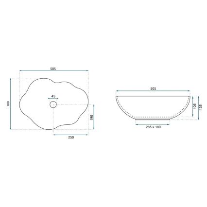 REA-U3309 - PEARL tason päälle asennettava pesuallas 38x50,5 cm, keramiikka/monivärinen
