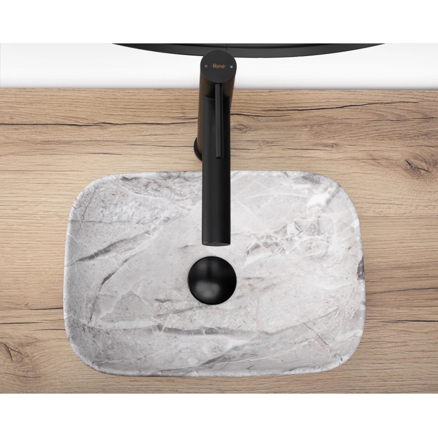 REA-U3321 - Pöytätason pesuallas BELINDA MINI 25x36 cm keramiikka/harmaa/kiven jäljitelmä