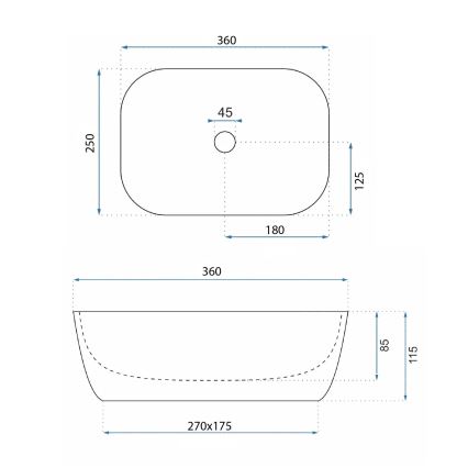 REA-U3321 - Pöytätason pesuallas BELINDA MINI 25x36 cm keramiikka/harmaa/kiven jäljitelmä