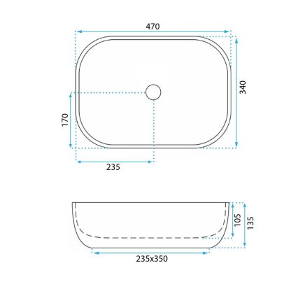 REA-U3323 - Pesuallas pöytätasolle BELINDA 33,5x46,5 cm keramiikka/kivijäljitelmä