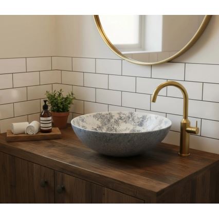 REA-U3608 - tason päälle asennettava pesuallas JULIANA 40 cm keramiikka/valkoinen/sininen