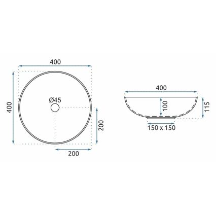 REA-U3608 - tason päälle asennettava pesuallas JULIANA 40 cm keramiikka/valkoinen/sininen