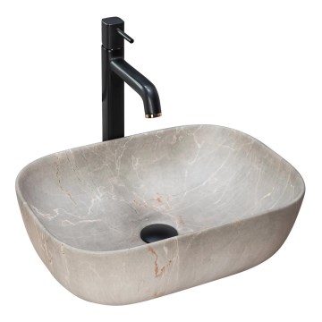 REA-U3802 - Tasolle asennettava pesuallas LIVIA 33,5x46,5 cm keramiikka/harmaa/marmorikuosi