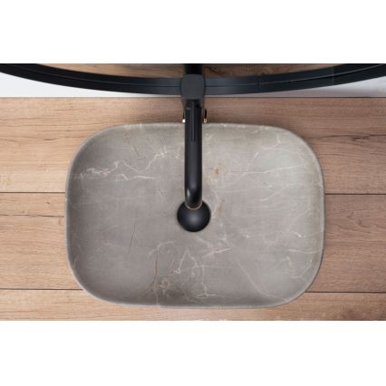 REA-U3802 - Tasolle asennettava pesuallas LIVIA 33,5x46,5 cm keramiikka/harmaa/marmorikuosi