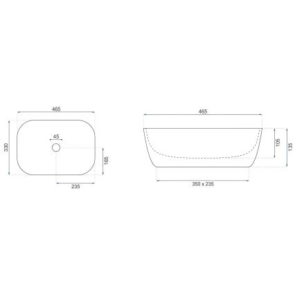 REA-U4000 - Tasoon asennettava allas BELINDA 33x46,5 cm keramiikka/kiven jäljitelmä