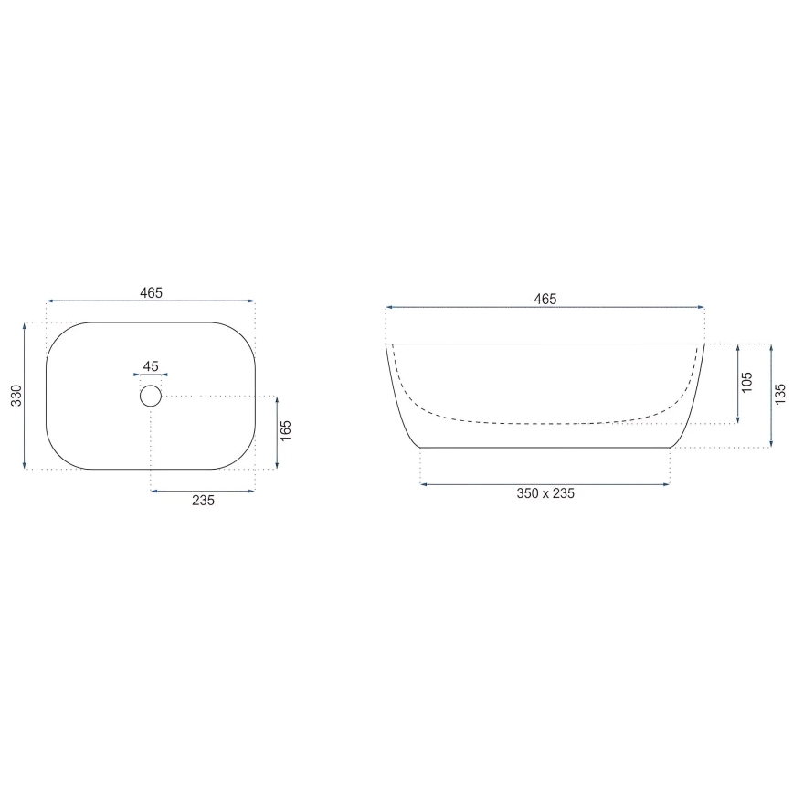 REA-U4000 - Tasoon asennettava allas BELINDA 33x46,5 cm keramiikka/kiven jäljitelmä