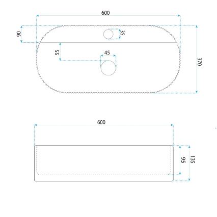 REA-U4002 - MARCELA tasoon asennettava pesuallas 37x60 cm keramiikka/kiiltävä valkoinen