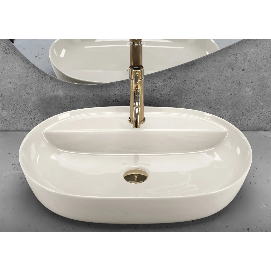 REA-U4589 - Pöytätason pesuallas AURA 41x61 cm keramiikka/kiiltävä kermanvärinen