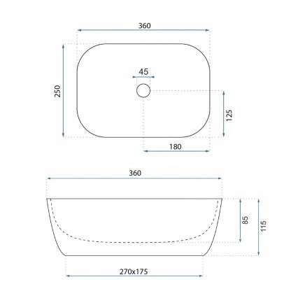 REA-U4700 - Pöytätason pesuallas BELINDA 25x36 cm keramiikka/beige/kiven jäljitelmä