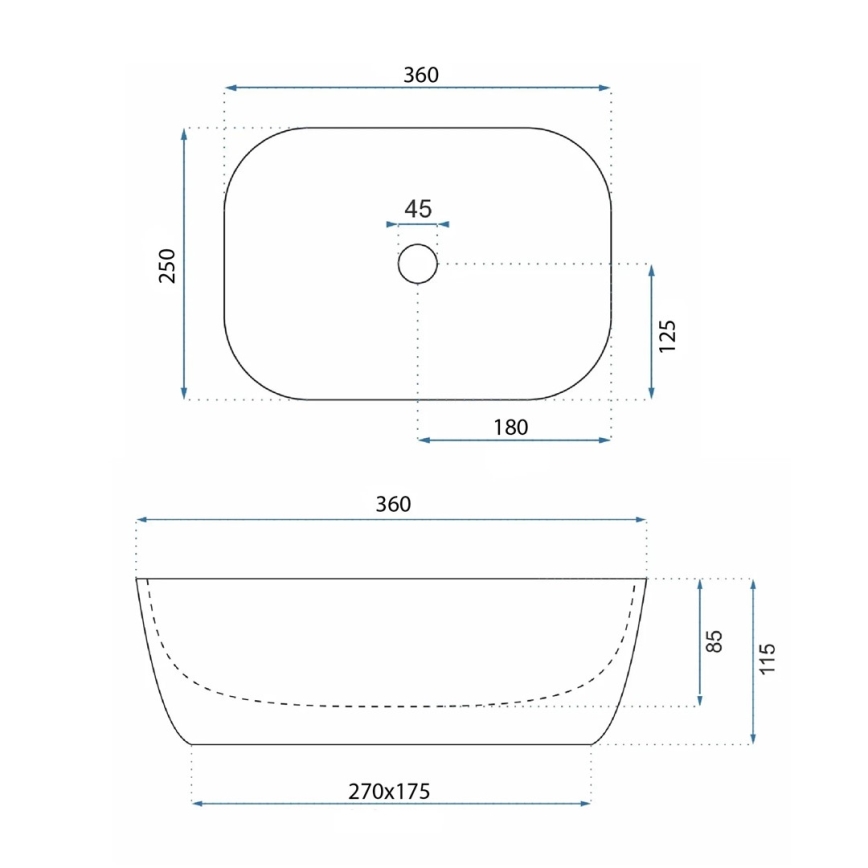 REA-U4700 - Pöytätason pesuallas BELINDA 25x36 cm keramiikka/beige/kiven jäljitelmä