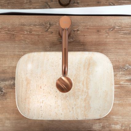 REA-U4700 - Pöytätason pesuallas BELINDA MINI  25x36 cm keramiikka/beige/kivijäljitelmä