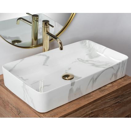REA-U5896 - DENIS 35x61,5 cm pöytätason pesuallas keramiikka/marmorikuvio