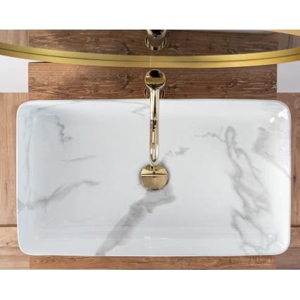 REA-U5896 - DENIS 35x61,5 cm pöytätason pesuallas keramiikka/marmorikuvio