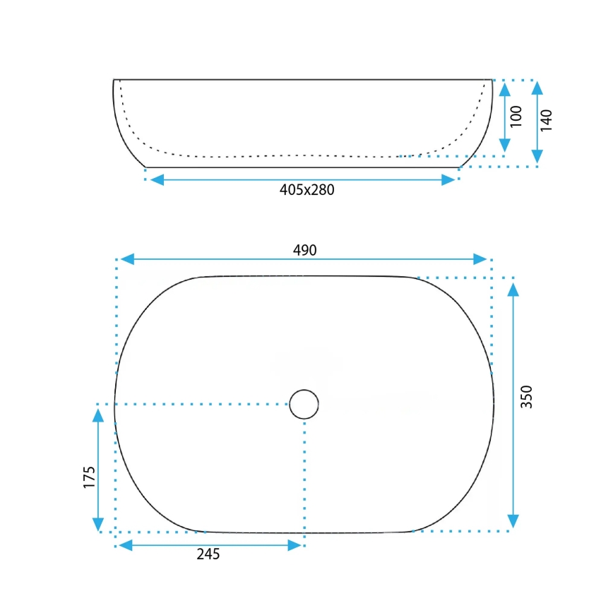 REA-U6022 - Tason päälle asennettava pesuallas LISA 35x49 cm keramiikka/kiiltävä valkoinen