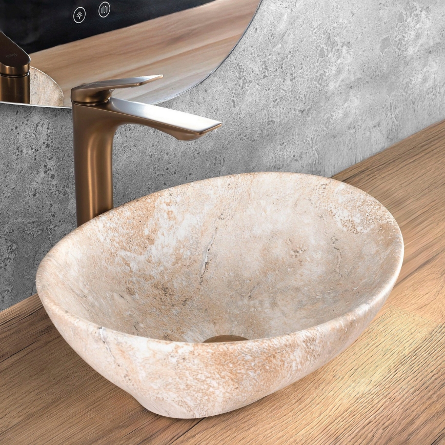 REA-U6361 - SOFIA-tasoallas 34,5x41 cm, keramiikka/beige/kivijäljitelmä