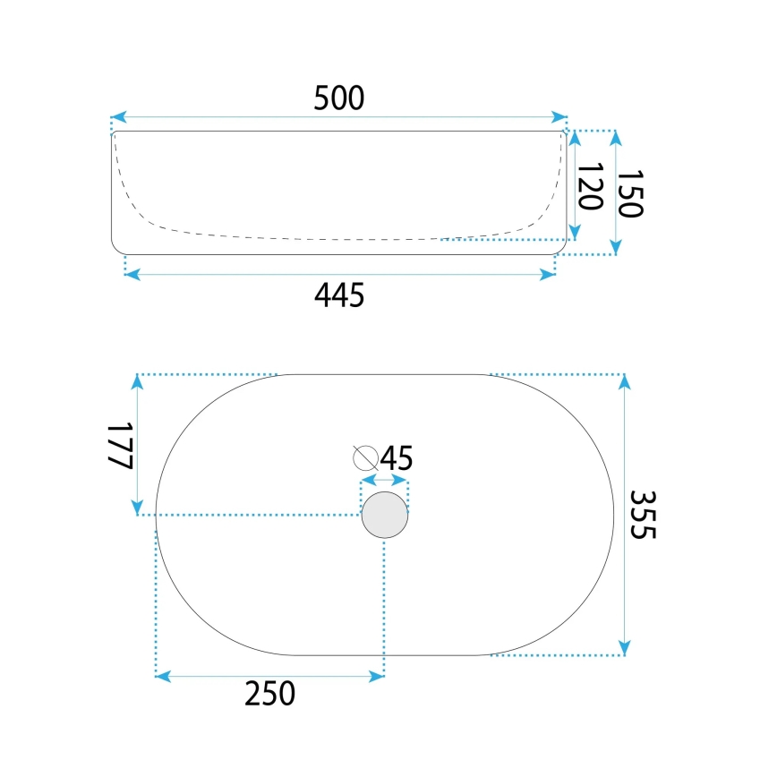 REA-U6366 - Tason päälle asennettava pesuallas OKTAWIA 35,5x50 cm keramiikka/valkoinen