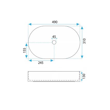 REA-U6375 - Tason päälle asennettava pesuallas VANDA 31x49 cm keraaminen/mattasininen