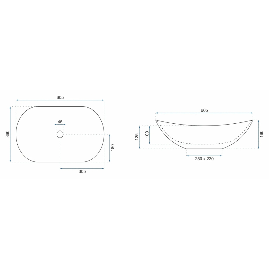 REA-U6502 - Pöytätason pesuallas ROYAL 36x60,5 cm keramiikka/marmorikuvio
