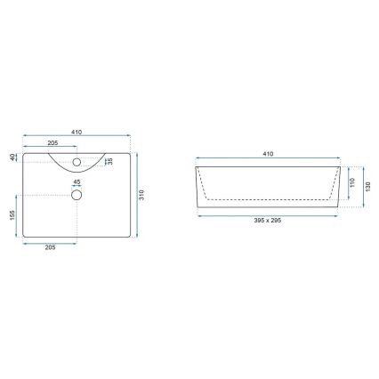REA-U6504 - Tason päälle asennettava pesuallas KELLY MINI 31x41 cm, keraaminen/kivijäljitelmä