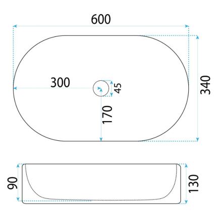 REA-U6526 - Tasoon asennettava pesuallas VANDA 34x60 cm keramiikka/kiiltävä valkoinen