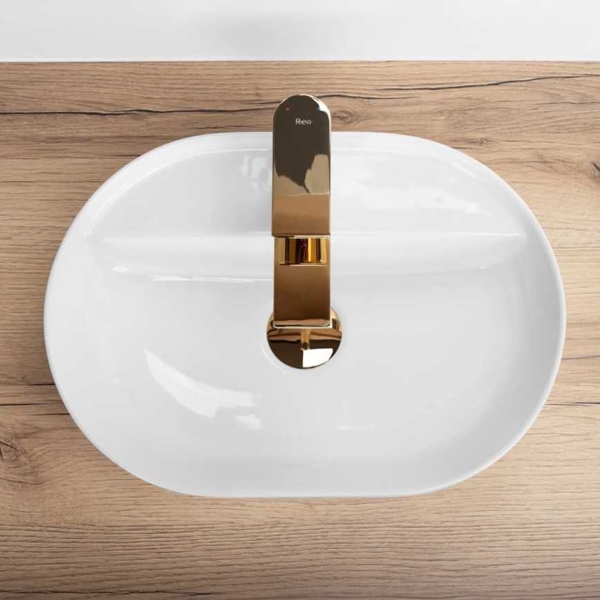 REA-U6617 - AURA pöytätasoallas 30x42 cm, keraaminen/kiiltävä valkoinen