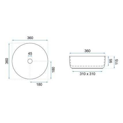 REA-U6630 - SAMI pöytätason pesuallas Ø 36 cm keramiikka/valkoinen/harjattu kulta