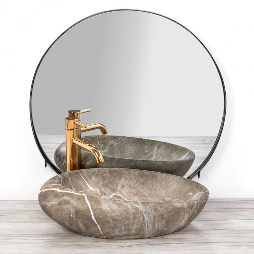 REA-U6650 - Päälleasennettava pesuallas ROXY 31x49 cm keraaminen/harmaa/marmorikuvio