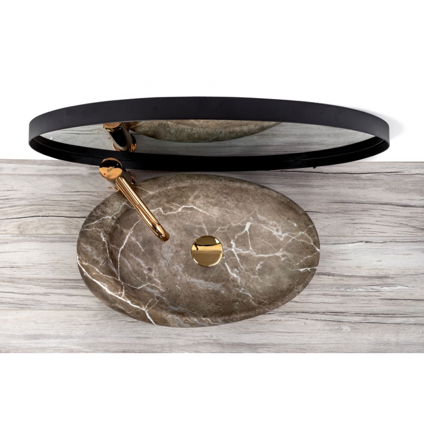 REA-U6650 - Päälleasennettava pesuallas ROXY 31x49 cm keraaminen/harmaa/marmorikuvio