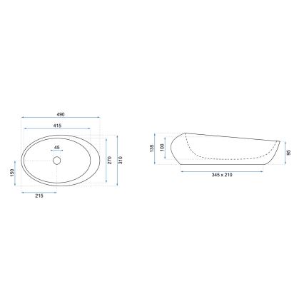 REA-U6650 - Päälleasennettava pesuallas ROXY 31x49 cm keraaminen/harmaa/marmorikuvio