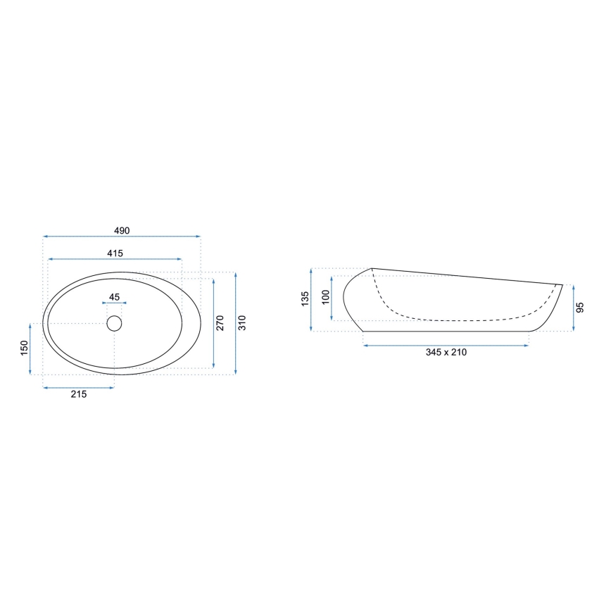 REA-U6650 - Päälleasennettava pesuallas ROXY 31x49 cm keraaminen/harmaa/marmorikuvio