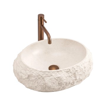 REA-U7347 - MIKA tason päälle asennettava pesuallas 38x50 cm beige/kiven jäljitelmä