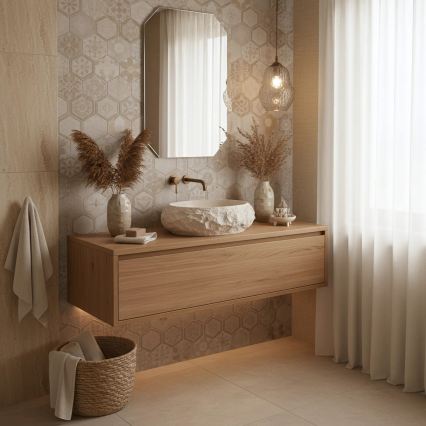 REA-U7347 - MIKA tason päälle asennettava pesuallas 38x50 cm beige/kiven jäljitelmä