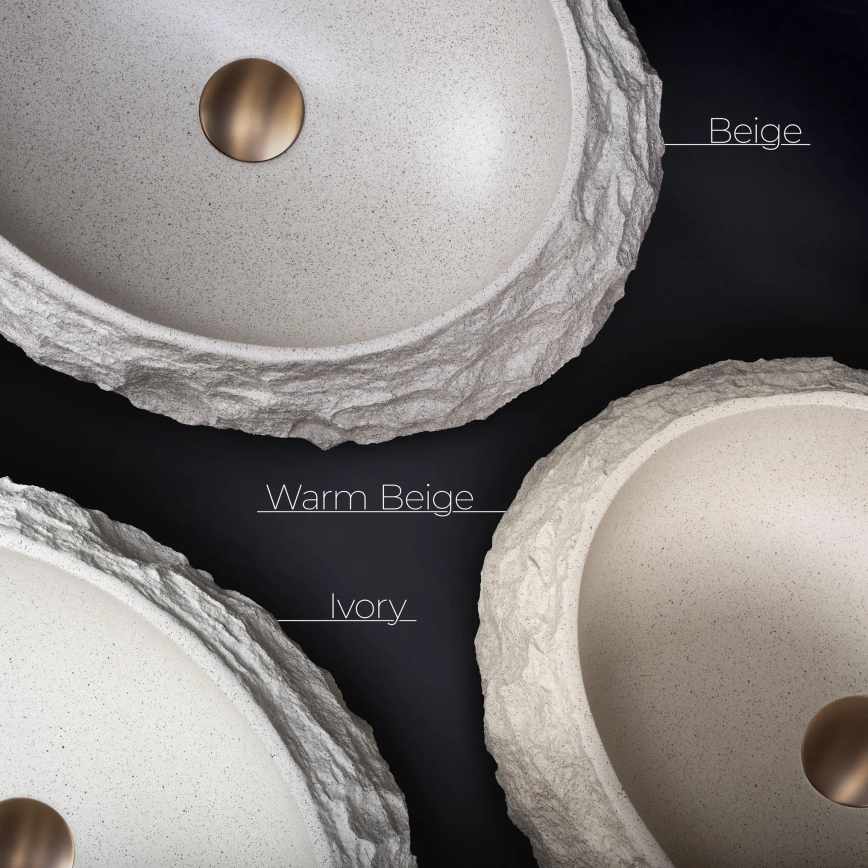 REA-U7347 - MIKA tason päälle asennettava pesuallas 38x50 cm beige/kiven jäljitelmä