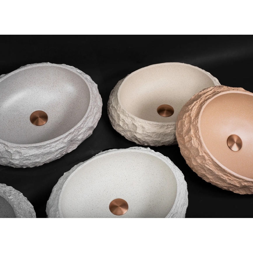 REA-U7350 - MIKA tason päälle sijoitettava pesuallas 38x50 cm valkoinen/kiven jäljitelmä