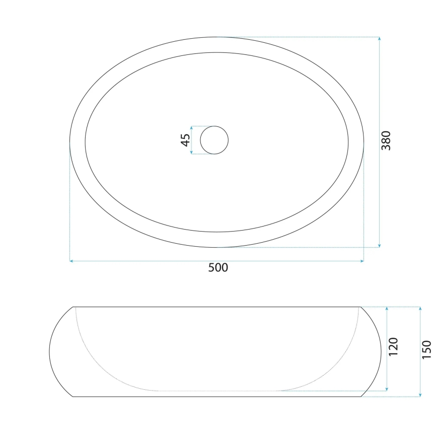 REA-U7350 - MIKA tason päälle sijoitettava pesuallas 38x50 cm valkoinen/kiven jäljitelmä