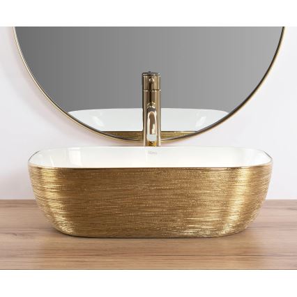 REA-U7422 - Pöytätason pesuallas BELINDA 33x46,5 cm keramiikka/valkoinen/kulta