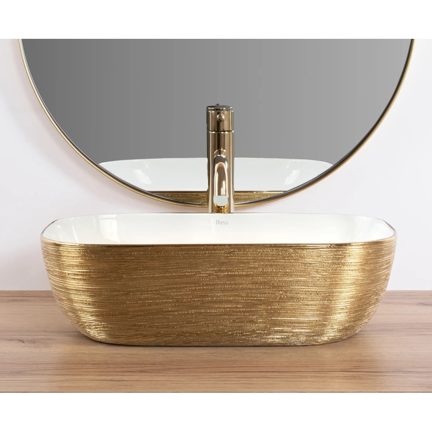 REA-U7422 - Pöytätason pesuallas BELINDA 33x46,5 cm keramiikka/valkoinen/kulta