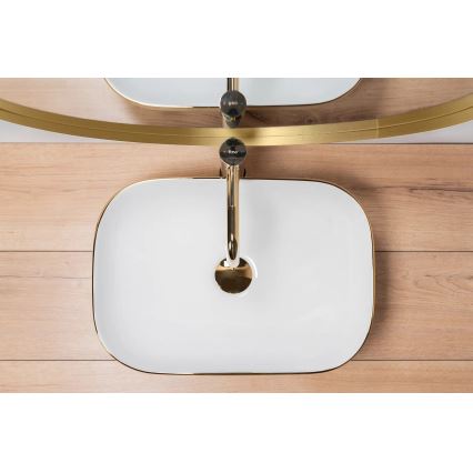 REA-U7422 - Pöytätason pesuallas BELINDA 33x46,5 cm keramiikka/valkoinen/kulta