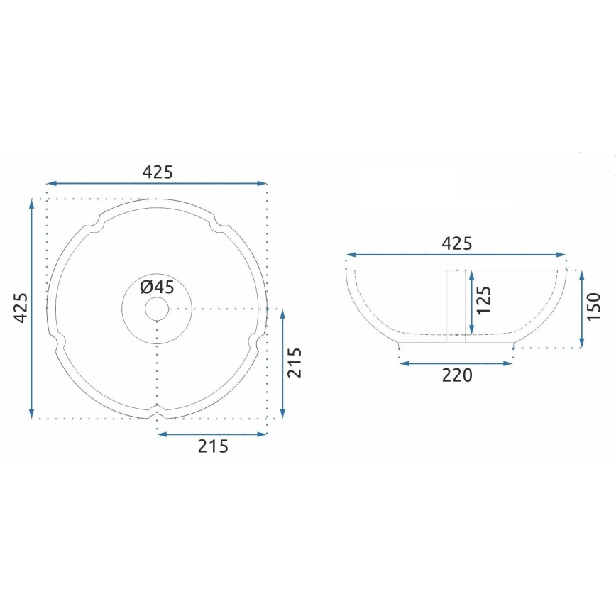 REA-U7504 - Pöytätason pesuallas FELICIA Ø 42,5 cm, keramiikka/kukkakuvio