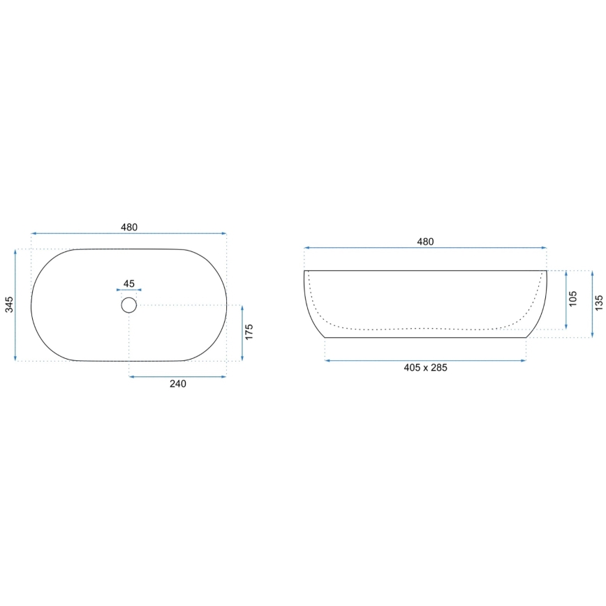 REA-U8001 - AMELIA tason päälle asennettava pesuallas 34,5x48 cm, keramiikka/marmorikuvio