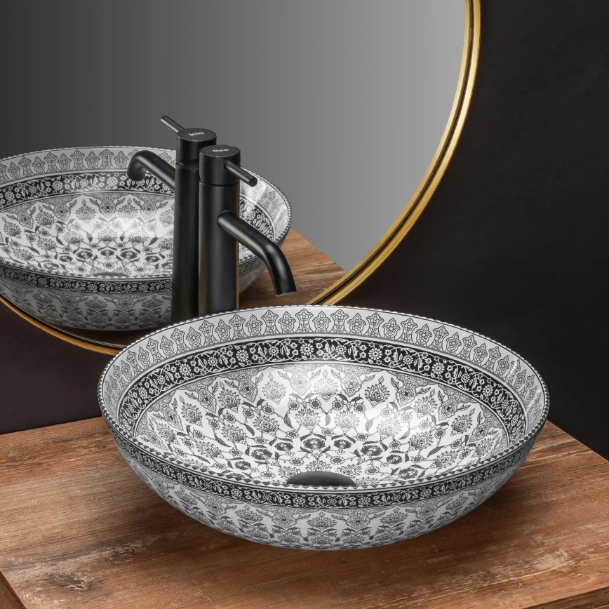REA-U8002 - ARTE 40 cm tasoallas keramiikka/valkoinen/musta