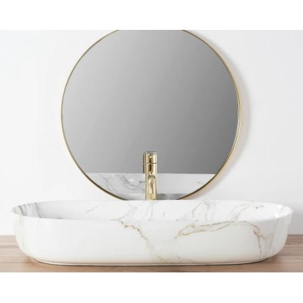 REA-U8404 - Pöytätasoallas CLEO 41x81 cm keramiikka/valkoinen/marmorikuvio