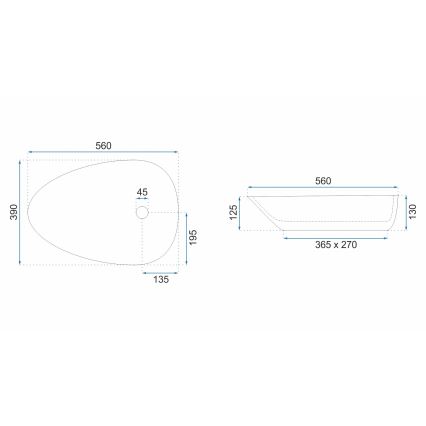 REA-U8536 - GRETA-pöytätasoallas 39x56 cm, keramiikka/kiiltävän valkoinen