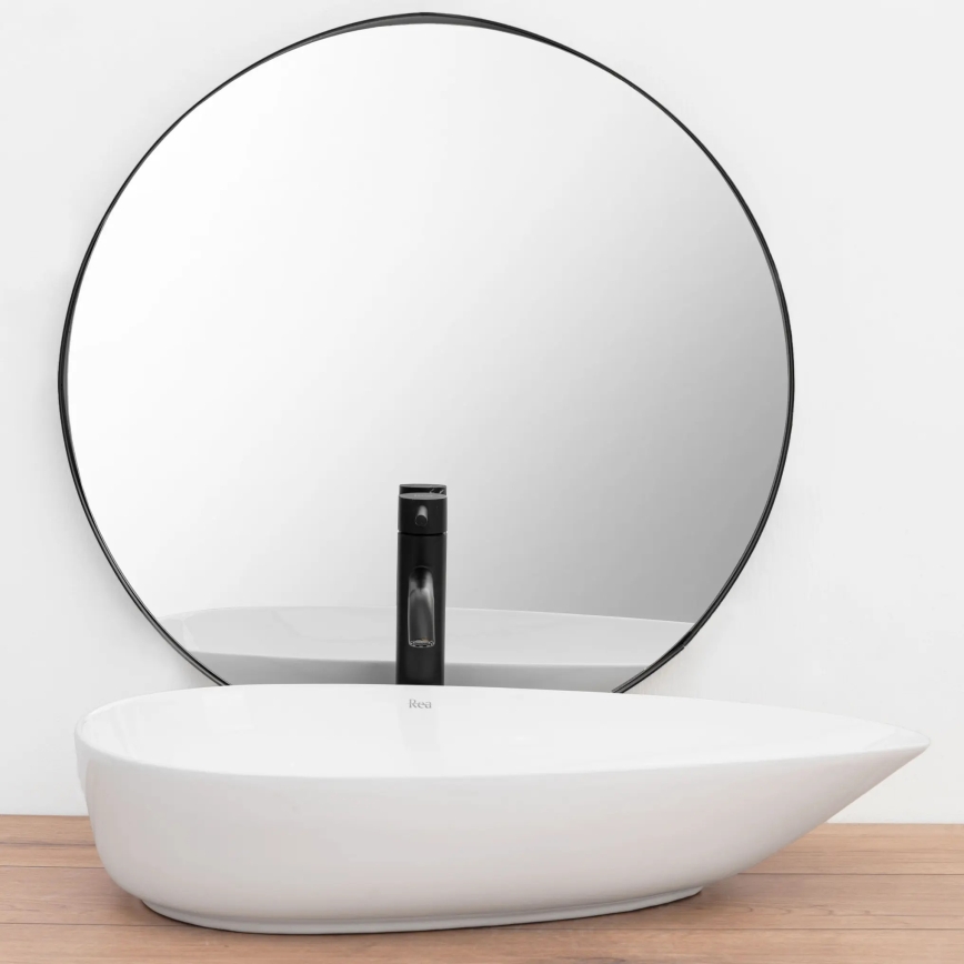 REA-U8537 - GRETA tasolle asennettava pesuallas 40x65,5 cm keramiikka/kiiltävä valkoinen