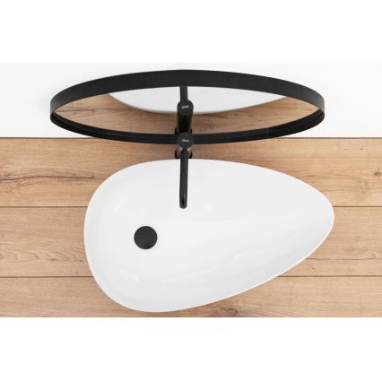 REA-U8537 - GRETA tasolle asennettava pesuallas 40x65,5 cm keramiikka/kiiltävä valkoinen