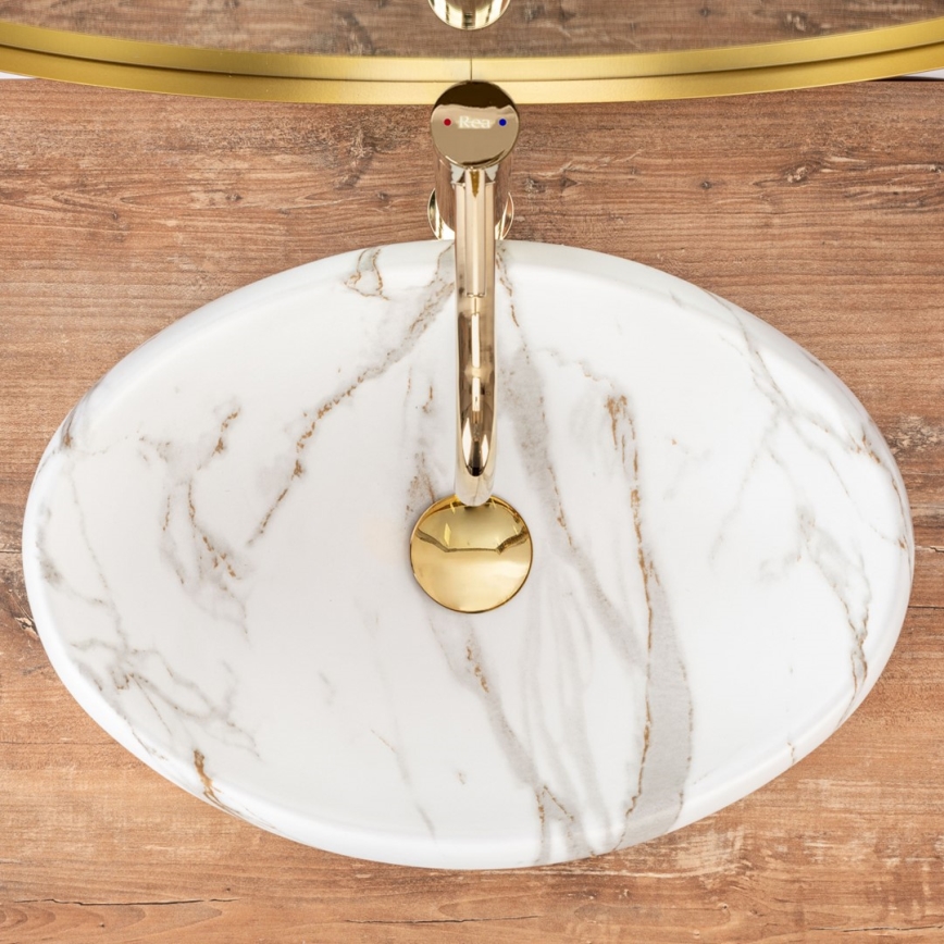 REA-U8568 - Tason päälle asennettava pesuallas LINDA 34x48,5 cm, keraaminen/marmorin dekori